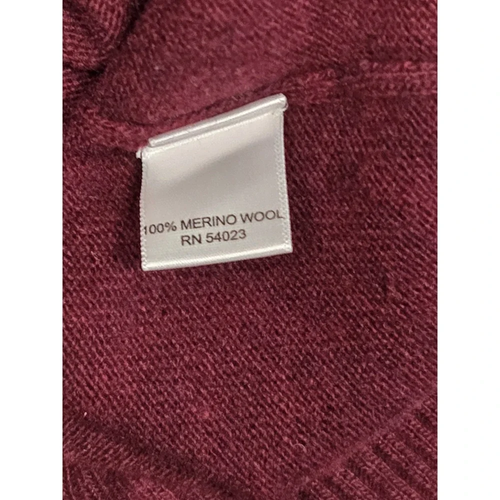 Banana Republic Merino Wool Sweater Men Medium Red Button Mock Neck Pullover